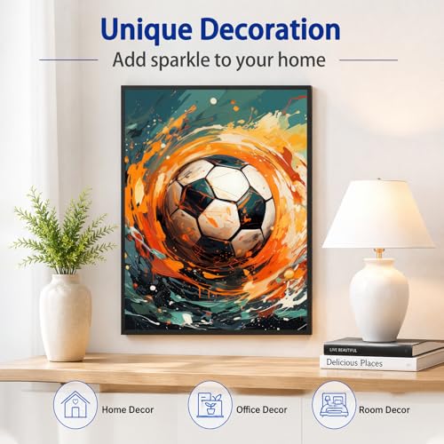 AUKELHJ Soccer Diamond Art Kits for Adults, Diamond Painting, 12x16 Inch - color: 18-Soccer, size: 12X16 inch