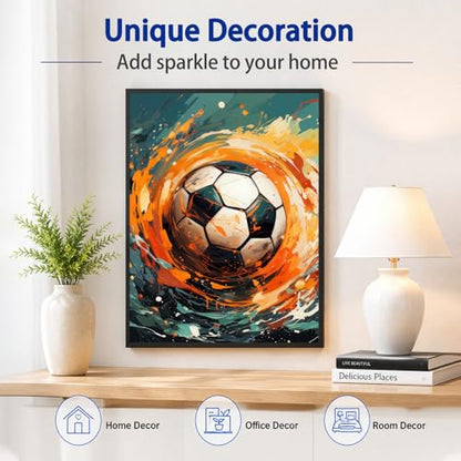 AUKELHJ Soccer Diamond Art Kits for Adults, Diamond Painting, 12x16 Inch - color: 18-Soccer, size: 12X16 inch