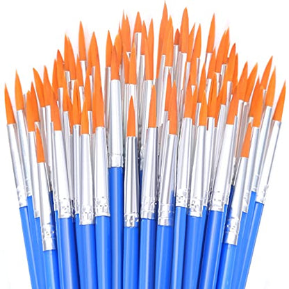 50Pcs Round Paint Brushes Bulk, Anezus Small Paint Brushes Classroom Brushes Set for Kids Model Canvas Painting Face Acrylic Watercolor Oil and Crafts - style: round