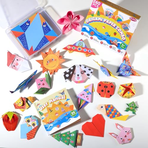 Funtopia Origami Kit for Kids Ages 5-8 8-12, 260 Sheets Origami Paper