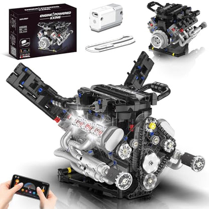Mini V8 Engine ModelKit that Works for Adults BoysKids,715PCS