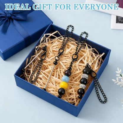 16PCS Beadable Keychain Bar Bulk, Keychain Making Kit - color: Black