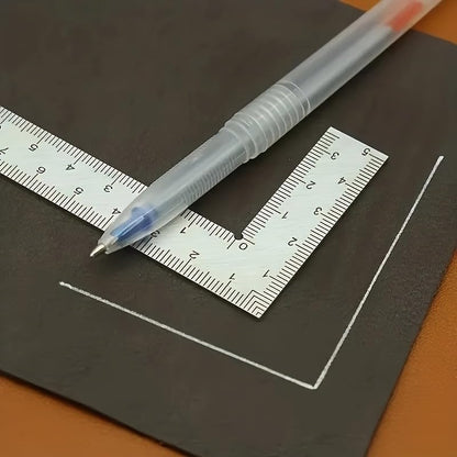 2Pcs Precision Stainless Steel L-Shaped Ruler, Double-Sided High Accuracy Measuring Tool for Leather Craft & DIY Projects