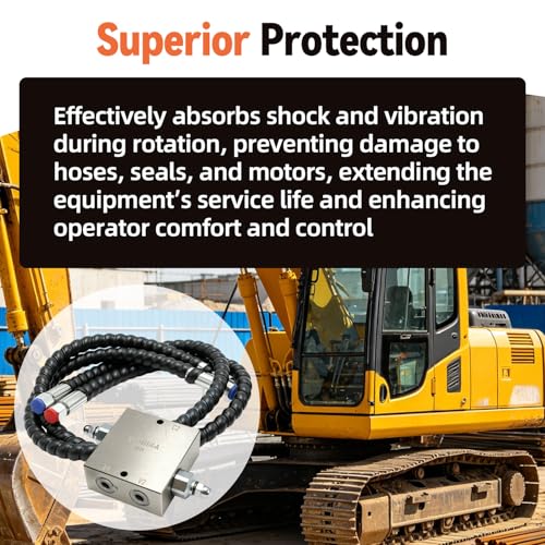 New Mini Excavator Swivel Motor Cushion Valve Kit Complete Hydraulic Assembly Fit for Mini Excavators with 1/4'' Hydraulic Hoses and M14×1.5 Thread, Straight Hole