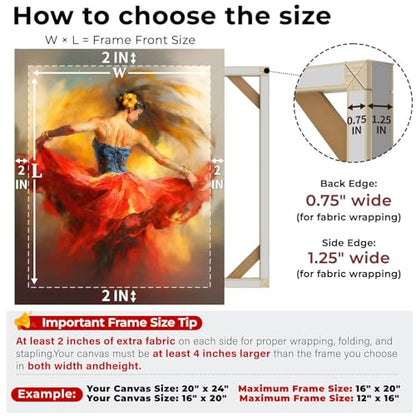 Texas Art DIY Wood Stretcher Bars for Canvas, Solid Wood Frame Kit, Easy to Assemble, Gallery Wrap for Oil Painting, Wall Posters, Customized Wooden Frame Kit for Diamond Painting, White, 14 x 14 - size: 14"x14"