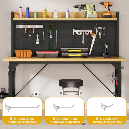 DWVO 48in Adjustable Rolling Workbench Heavy Duty with Pegboard & Wheels - size: 48" Workbench w/Pegboard