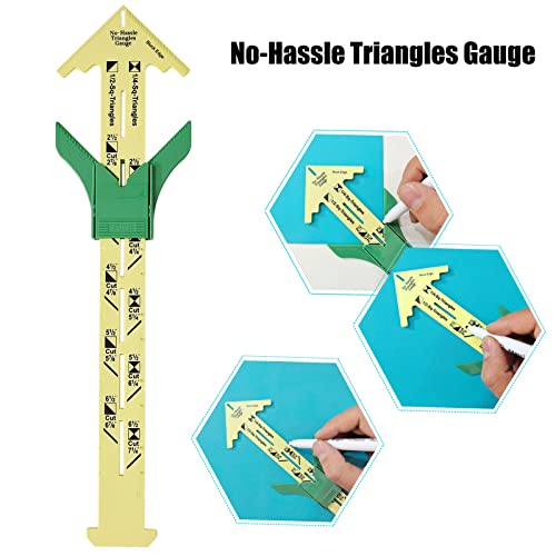 YEQIN 2 Pieces Handy 5-in-1 Sliding Gauge and No-Hassle Triangles GaugeSewing Measuring Tools, Plastic T Gauge Hem Gauge for Sewing Quilting. 2 Different Size - size: Size 3(style1+2)
