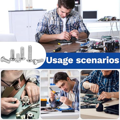 530Pcs 304 Stainless Steel Metric Micro Screws Nuts Assortment, M1.6x4/5/6/8/10mm Sizes, Phillips Pan Head, Fully Threaded Kit for Arduino, RC Models, Electronics, DIY Projects - size: M1.6x4/5/6/8/10- 530 Pcs