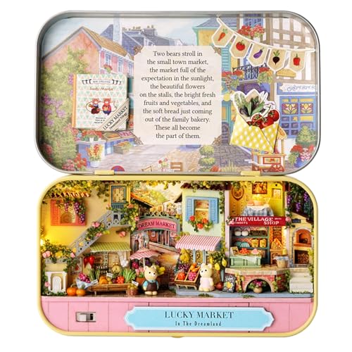 MAGQOO Miniature Dollhouse Kit Box Theater Kit Miniature Room Kit 3D DIY Wooden Doll House Kit with Furniture 1:100 Scale Pack of 3(Q007/0008/009) - color: Q-007/008/009