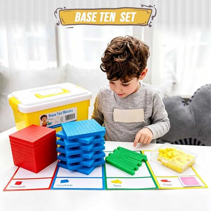 Base Ten Blocks for Math, 135 Pieces Place Value Blocks for Kids