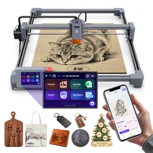AlgoLaser 400x400mm 8W Laser Engraver - 3.5" IPS Touchscreen AlgoOS