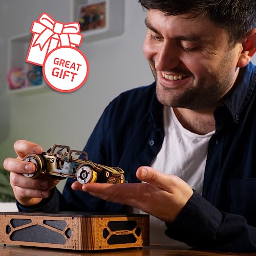 WOODEN.CITY Roadster LE 3D Wooden Puzzles for Adults – Build Your Own Roadster car with Rubber‑Band Motor – Self‑Assembly Model, DIY Gift for Adults and Teens - style: Roadster