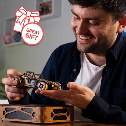 WOODEN.CITY Roadster LE 3D Wooden Puzzles for Adults – Build Your Own Roadster car with Rubber‑Band Motor – Self‑Assembly Model, DIY Gift for Adults and Teens - style: Roadster