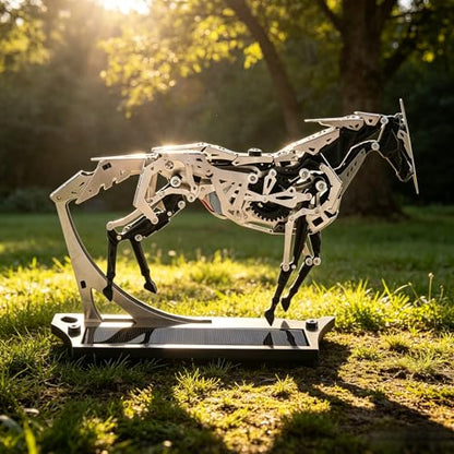 Solar-Powered Metal Mechanical Horse Model Kit, 165PCS
