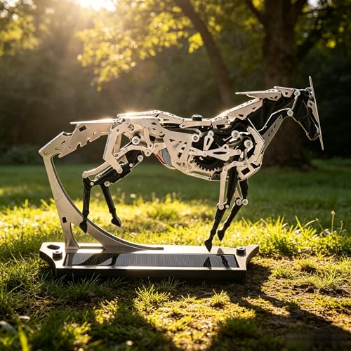 Solar-Powered Metal Mechanical Horse Model Kit, 165PCS