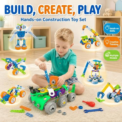 11 in 1 STEM Building Toys, 175 Pieces Construction Kit for Kids Ages 4-8