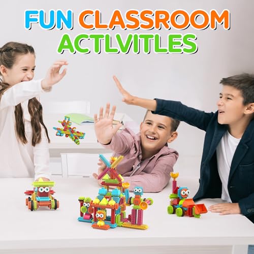 Contixo 144 pcs Bristle Shape 3D STEM Building Toys, Construction Learning Stacking Educational Block, Creativity Beyond Imagination, Inspirational, Safe & Durable, Recreational Toy for Kids Ages 3-8 - style: STEM-144pcs