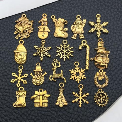 WOCRAFT 60pcs Antique Gold Christmas Bracelet Charms for Jewelry Making Sets DIY Necklace Bracelet Keychain Crafting Charms Kit Craft Supplies (SN826) - color: Antique Gold, size: Christmas Charms