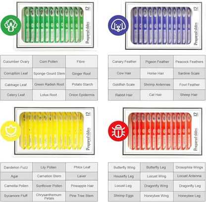 Jiusion 48Pcs Prepared Microscope Slides Specimen Set for Stereo Microscope - size: 48Pcs