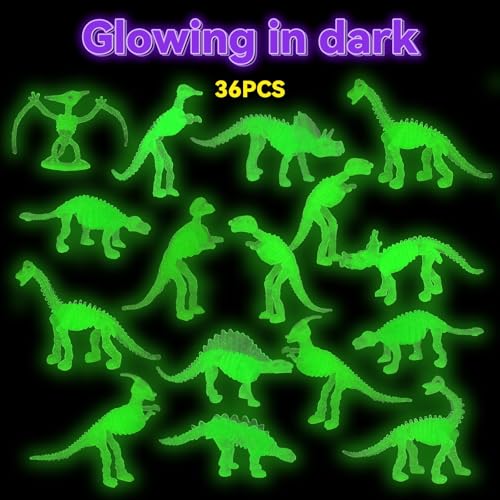 UPINS 36Pcs Glow in Dark Mini Dinosaur Figures,Small Luminous Dinosaur Toy - style: Style-C