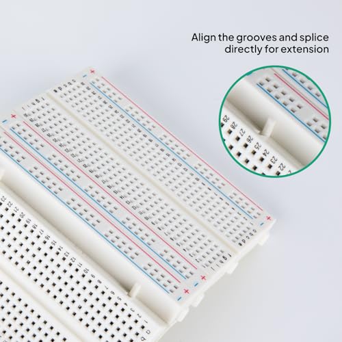 ELEGOO 400-Point Solderless Breadboard with 4 Power Rails 3PCS - size: 3 PCS 400 Point