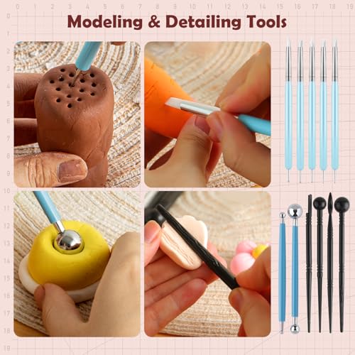 36PCS Pottery Tools and Supplies, Ceramic Polymer Tools Kit, Clay Tools Sculpting Set for Pottery Kiln, Pottery Wheel, Carving, Shaping, Dotting, Molding, Modeling, Air Dry Clay, Crafting Supplies - color: 36PCS