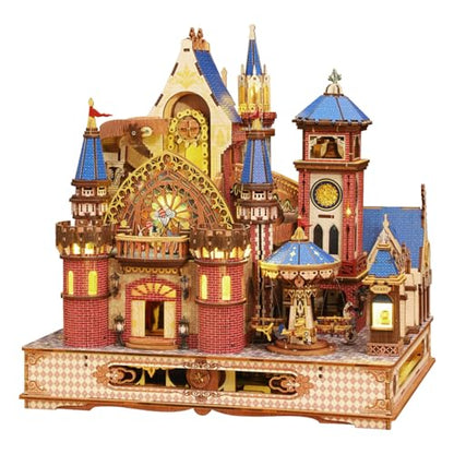 DIY 3D Wooden Puzzles for Adults,Alnwick Castle Miniature House Kit with LED Lights Arts and Crafts for Home Decor Creative Gift for Boys Girls - style: Alnwick Castle