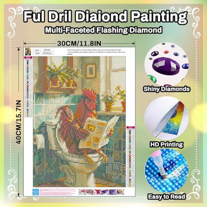 Chicken Diamond Painting Kits for Adults Chicken Diamond Art Kits 12x16 In - color: G9530