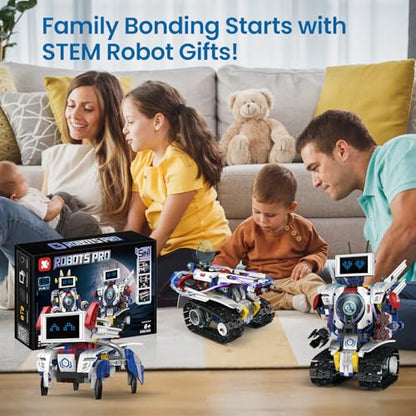 HPROMOT STEM Robot Building Kit for Kids Ages 6-16 | 603 PCS 5-in-1 | 4 Control Modes | APP & Remote Control | Rechargeable Coding Robot Toy | Engineering Educational Gift for Boys Girls - color: Vivid Colors