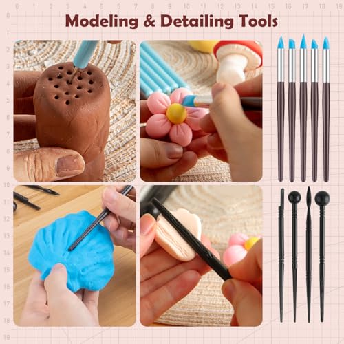 27PCS Clay Tools Sculpting, Ceramics Tools Set, Ceramic & Pottery Modeling Tools, Air Dry Clay Tools, Polymer Tools Kit for Carving, Molding, Pottery Wheel, Crafting Supplies, Pros, Beginners, Adults - color: 27PCS