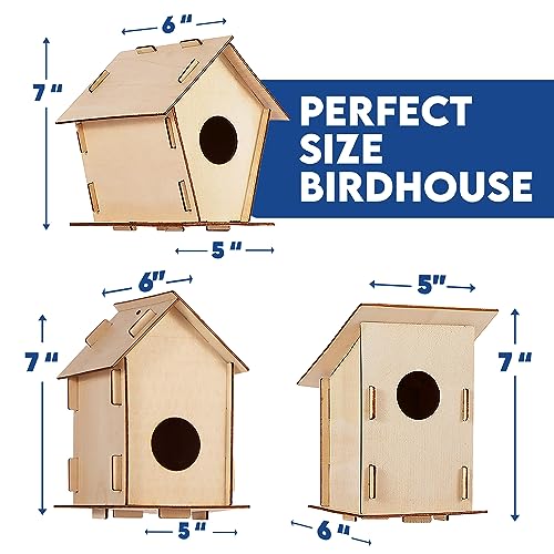 Wooden Birdhouses to Paint - 15 Bulk DIY Bird House Craft Kits for Kids