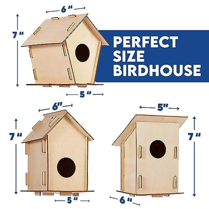 Wooden Birdhouses to Paint - 15 Bulk DIY Bird House Craft Kits for Kids