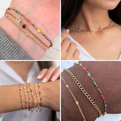 16.5FT Stainless Steel Enamel Chain 2MM Gold Lip Chain for Jewelry Making - color: gold(colorful)
