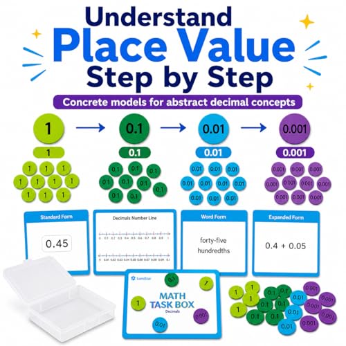 Math Task Box Set Place Value Decimals, 5 Boxes