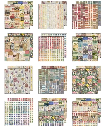 Tim Holtz Palette Collection Multi Color 8"x 8" Decorative Double-Sided Paper Packs - 2 Pack Bundle