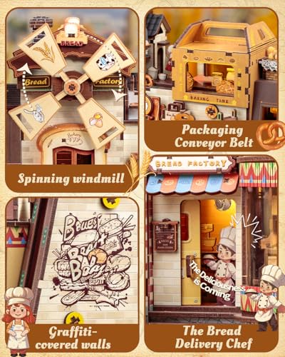 CUTEBEE 3D Wooden Puzzle for Adults, Bread Factory Bakery DIY Model Kit