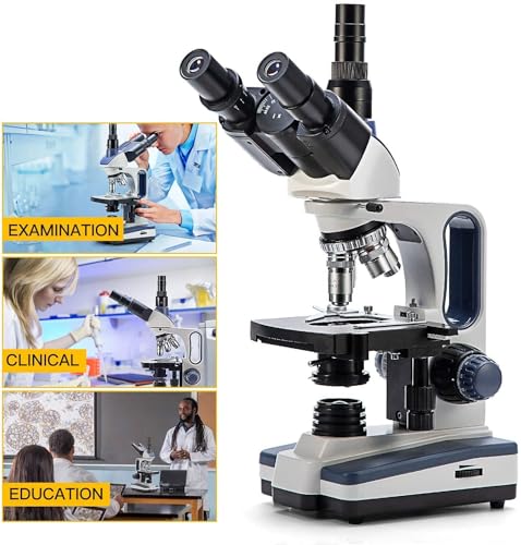 Swift SW350T Compound Trinocular Microscope,40X-2500X Magnification,Two-Layer Mechanical Stage,with 5.0 mp Camera and Software Windows/Mac Compatible and 5 PCS Prepared Slides and 5 PCS Blank Slides - style: SW350T-EC5R-5PBC
