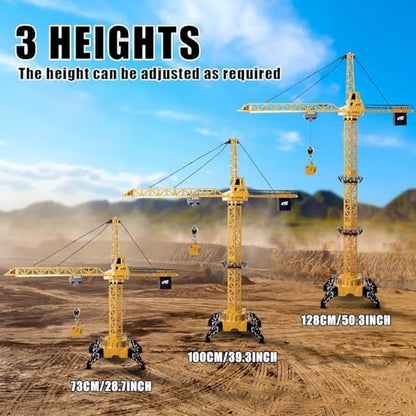 Liberty Imports 6 Channel RC Mega Tower Crane, 50.4 inch Tall 2.4GHz Remote Control Construction Site Toy 680° Rotation Lift Model with Tower Lights and Sounds for Kids
