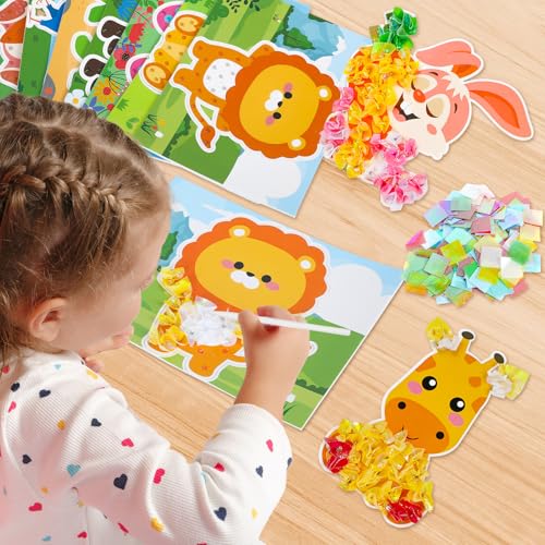 Lonfliness 8 Pcs Animal Poke in Craft Kits for Kids Mess Free DIY Art - style: Animals