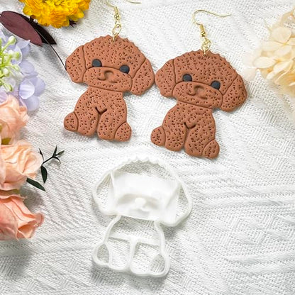 Xaekicr Poodle Dog Polymer Clay Cutters for Earrings – Cute Puppy Clay Cutters for Polymer Clay Jewelry Making – Animal Clay Earring Cutters and DIY Clay Tools – 1 Piece - color: W color