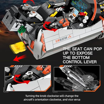 Fighter Jet Building Set, F-35 941PCS Military Aircraft Model Building Kit with Movable Stand, Compatible with Lego Jet, Cockpit Controls and Display Screen, Gift for Teens and Adults