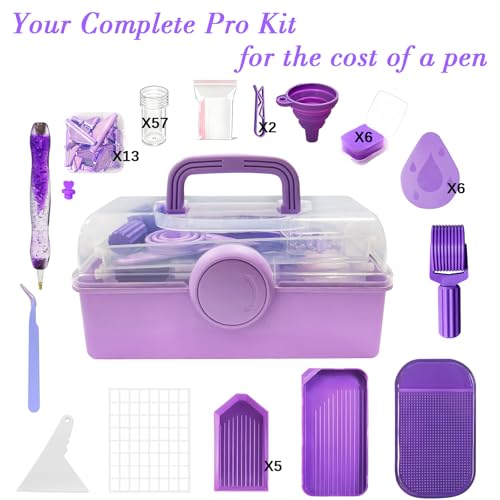 CXJINZE Diamond Painting Tools Accessories Storage Kit, Purple - size: 119PCS