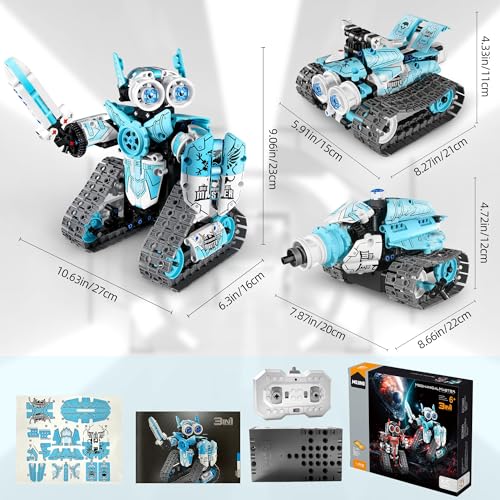 STEM Robot Building Kit for Boys 6-12, APP & Remote Control RC Toy for Kids Science LearningDIY Educational Gift Set for Age 6 7 8 9 10 11 12+ Boys & Girls - color: Blue