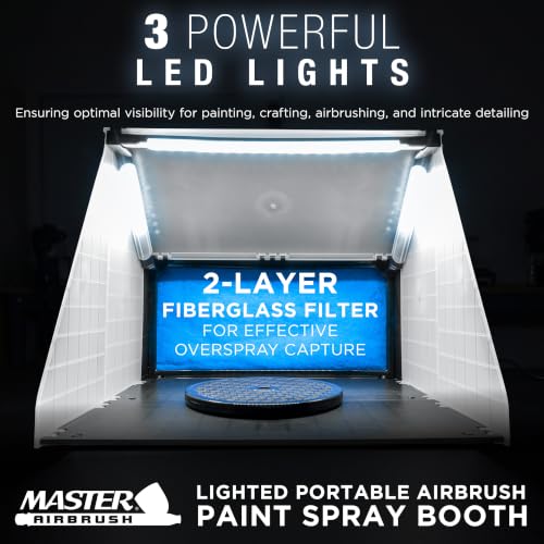 Master Airbrush Portable Airbrush Spray Booth Station with LED Lights - color: Black
