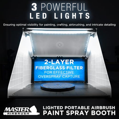 Master Airbrush Portable Airbrush Spray Booth Station with LED Lights - color: Black