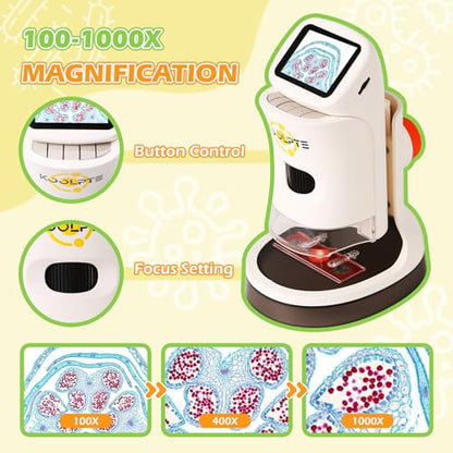 Handheld Digital Microscope for Kids, 1000X, 2.1'' HD LCD Screen