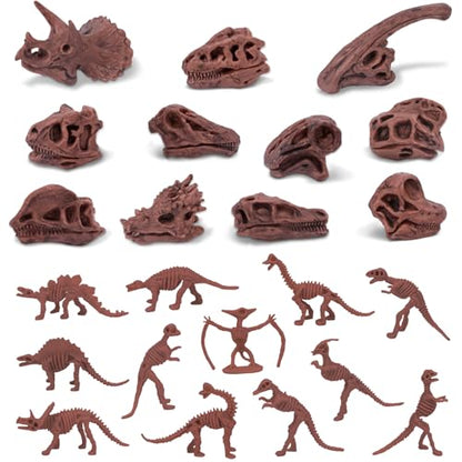 70PCS 3.7 Inch Dinosaur Bone for Sandbox Brown Dinosaur Fossil Skeleton Plastic Skull Dino Dig Toy Kit for Puzzle Game Sensory Bin Birthday Party Dino Scavenger Hunt Science Class Prize Cupcake - color: Brown