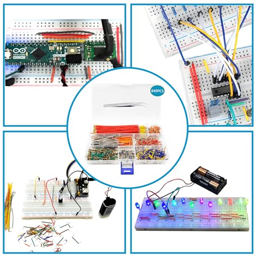 840Pcs Breadboard Jumper Wire kit for Arduino, 14 Vaules, 2 mm/0.08"-125 mm/4.92" Minidodoca U-Shape Magnetic Jumper Wires Assortment kit & 4Pcs 34cm/13.4 inch Length Alligator Clip Test Leads - size: 840pcs Jumper Wires + 4pcs Alligator Clips