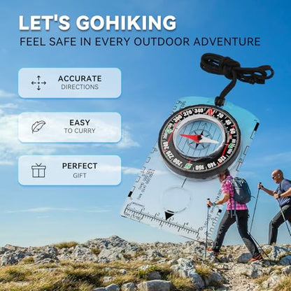 Compass Military Grade, Precision Navigation Compass for Hiking - color: clear