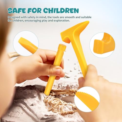 DECHOUS Kids Excavation Tool Kit, Hammer Brush Digging Pick, 3 Piece